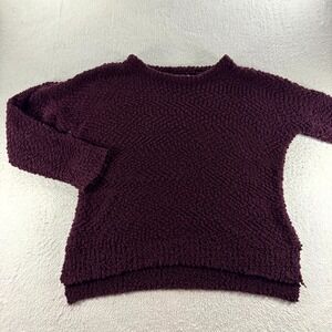 Andree by Unit Sweater Women Large Burgundy Textured Knit Side Slit High Low Hem